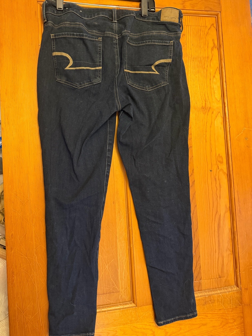 American Eagle Outfitters Dark Blue Skinny Jeans with Contrast Pocket Stitching